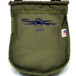 Olive green canvas pouch with American flag