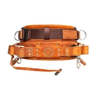 padded brown leather utility belt with rings