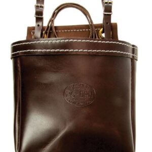 Brown leather tool pouch with buckled straps