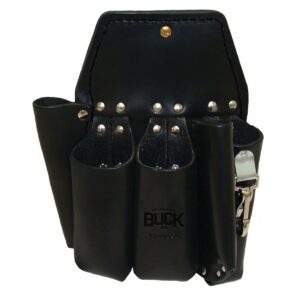 Black leather tool pouch with pockets