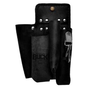 Black leather tool holster with metal clip