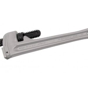 Adjustable heavy-duty pipe wrench on white background