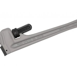 adjustable gray pipe wrench on white background