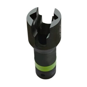 Black slotted impact socket adapter with green stripe
