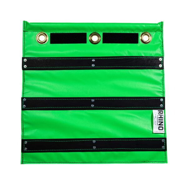 Customizable 20" x 20" Heavy-duty vinyl Buck-It Rail Board with holes for bucket hooks