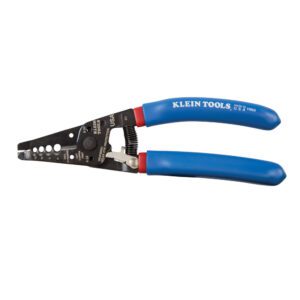 Wire stripper with blue handles.