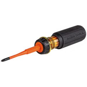 Klein Tools insulated electrician screwdriver with orange shaft