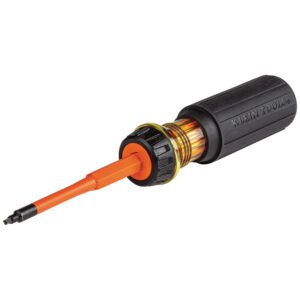 Insulated screwdriver with black handle.