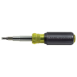 Klein Tools multi-bit screwdriver with yellow grip