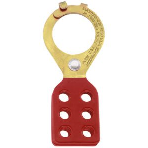 Brass safety lockout hasp with red body