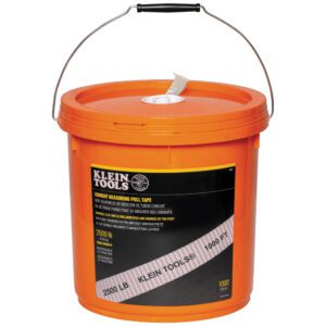 Orange Klein Tools bucket with pull tape