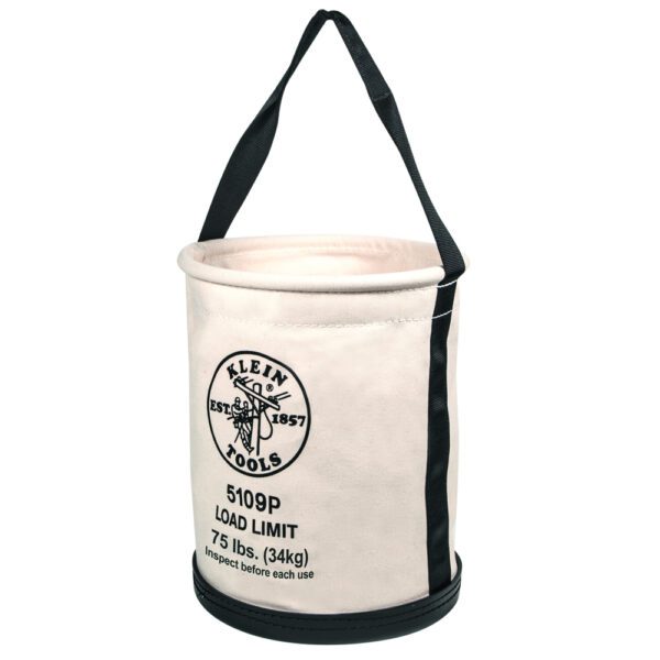 Canvas Bucket, Wide Straight-Wall with Pocket, Molded Bottom, 12-Inch - Image 2