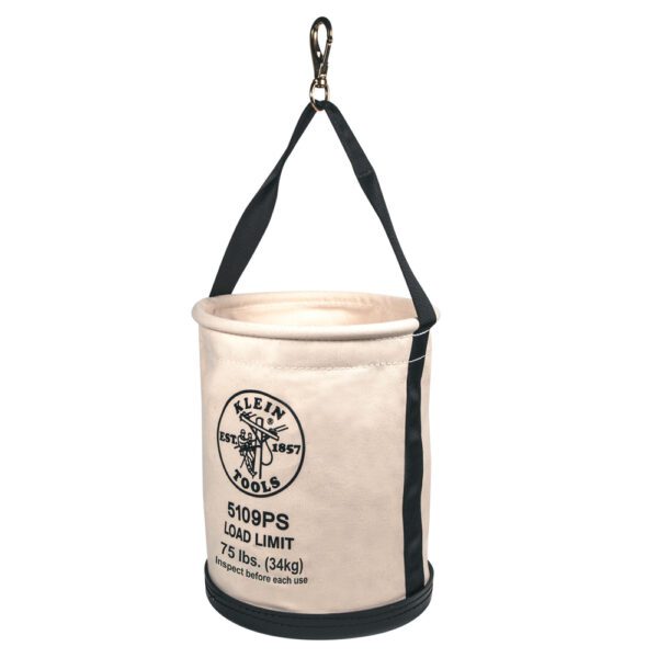 Canvas Bucket, Wide Straight-Wall with Pocket, Swivel Snap, 12-Inch - Image 2