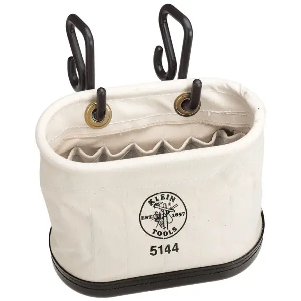 Canvas Bucket, 15-Pocket Aerial Oval Bucket with Hooks