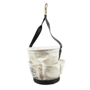 Canvas tool bucket with carabiner strap
