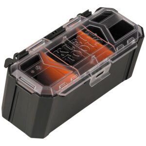 Black toolbox with transparent lid.