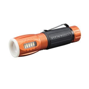 Orange Klein Tools compact LED flashlight with clip