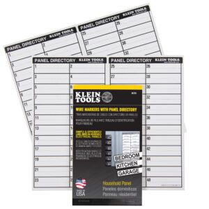 Klein Tools wire markers and panel directory.