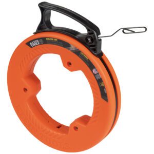 Orange fish tape reel with handle