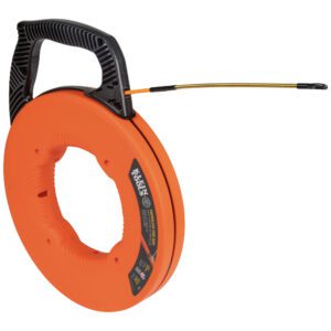 Orange fish tape reel with handle