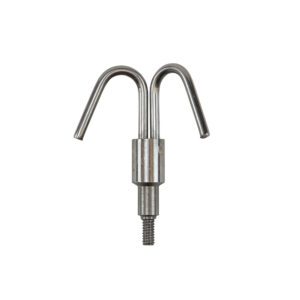 Metal double hook with threaded base.