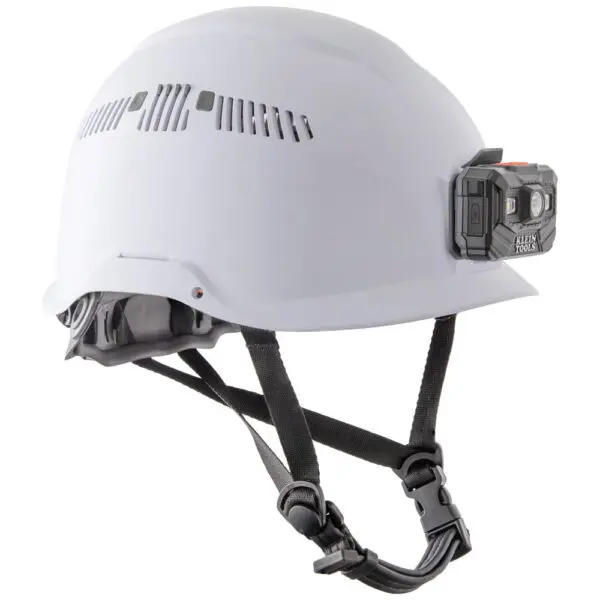 Safety Helmet, Vented-Class C, with Rechargeable Headlamp, White - Image 4