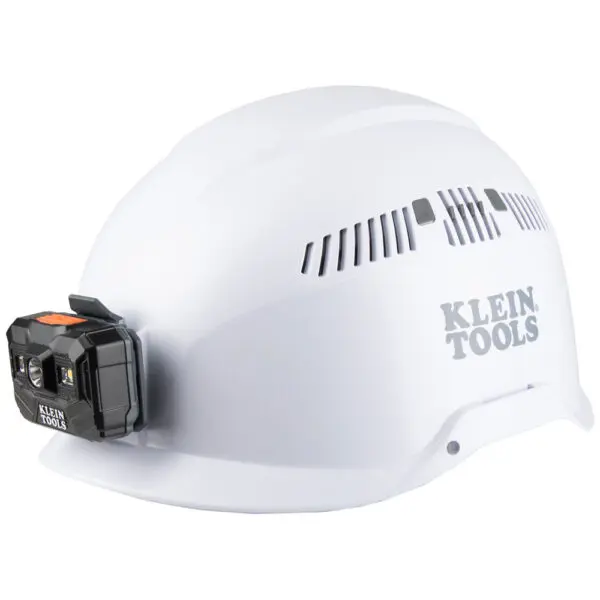 Safety Helmet, Vented-Class C, with Rechargeable Headlamp, White - Image 3