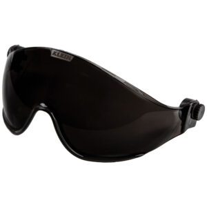 Black wraparound safety goggles with tinted lens