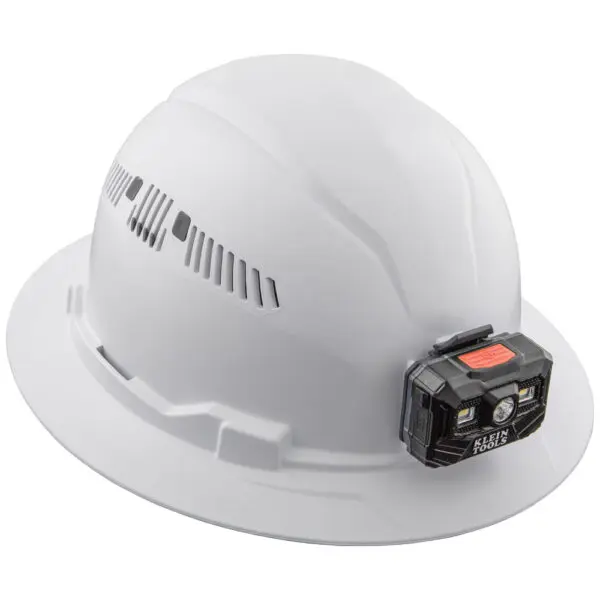 Hard Hat, Vented, Full Brim with Rechargeable Headlamp, White - Image 3