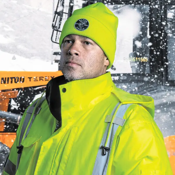 Heavy Knit Hat, High-Visibility Yellow, Patch Logo - Image 2