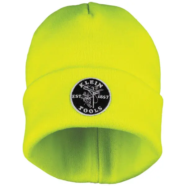 Heavy Knit Hat, High-Visibility Yellow, Patch Logo - Image 4