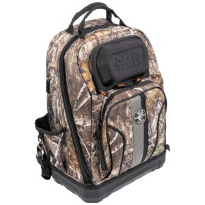 Camo hunting backpack with molded hard base