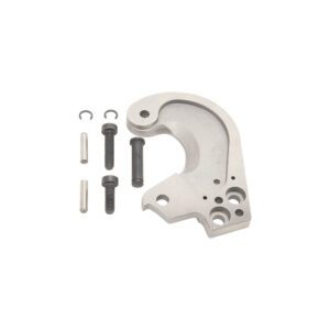 Curved metal bracket with bolts and pins