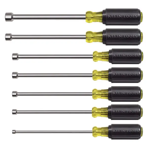 Nut Driver Set, Magnetic Nut Drivers, 6-Inch Shafts, 7-Piece