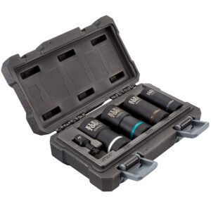 Four-piece impact socket set in case