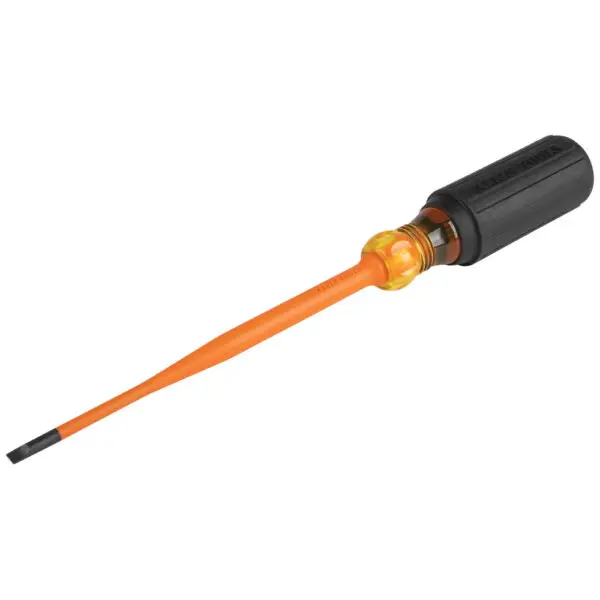 Slim-Tip Insulated Screwdriver, 3/16-Inch Cabinet, 6-Inch Round Shank