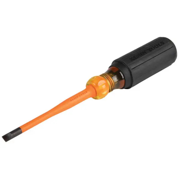 Slim-Tip Insulated Screwdriver, 1/4-Inch Cabinet, 4-Inch Round Shank