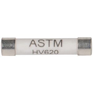 White ASTM HV620 electrical fuse.
