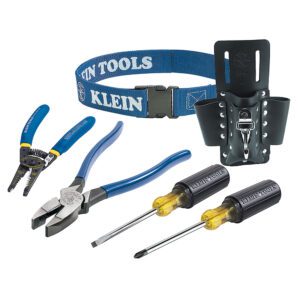 Tool set with pliers and screwdrivers.