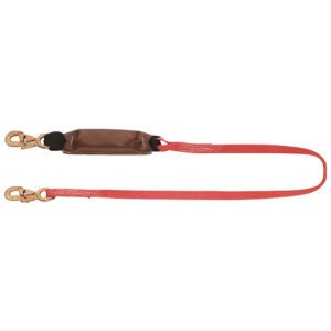 Red dog leash with padded brown handle