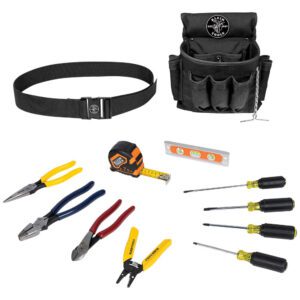 Tool set with belt and pouch displayed.