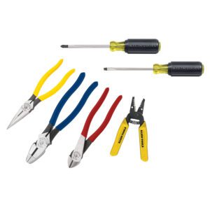 Six-piece hand tool set with pliers