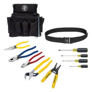Tool belt kit with pouch, pliers, screwdrivers