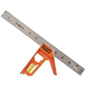 Orange conduit bender with ruler attached.