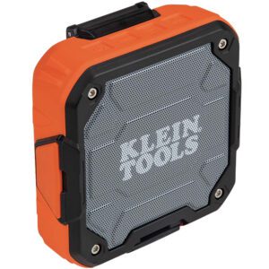 Rugged orange Klein Tools Bluetooth jobsite speaker
