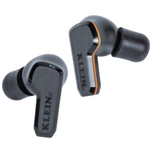 Klein black foam earplugs with orange accent