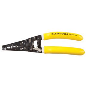 Wire stripper with yellow handles.