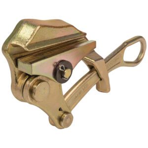 Golden wire rope grip tool isolated.