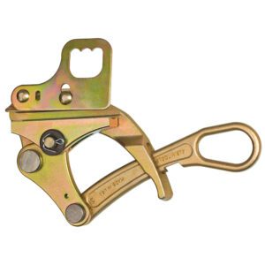 Cable grip tool with handle and latch.