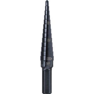 Black step drill bit with hex shank